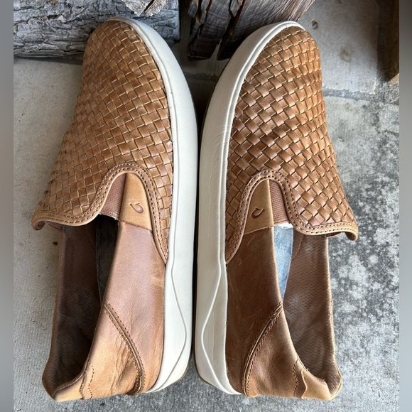 OluKai Tan Woven Slip-On Mens Leather Loafers Sz-10. G main image 11